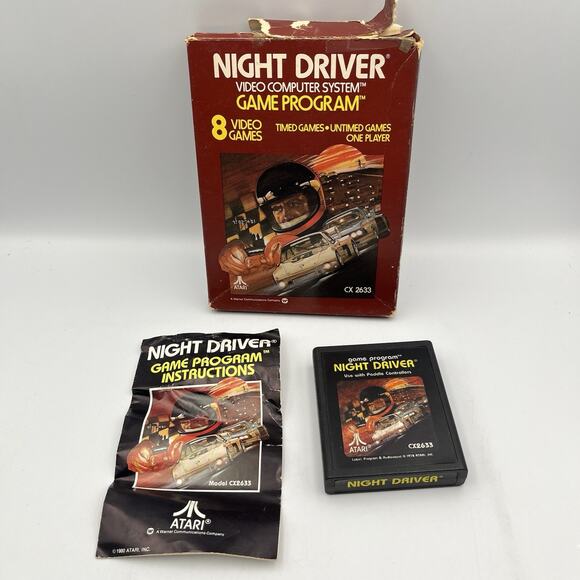 Atari 2600 Night Driver w/ Box, Manual, Game (Tested, Works) - Picture 1 of 11